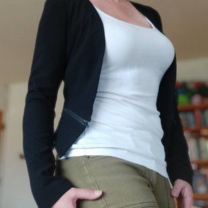 Black Guess Zippered Blazer, Size XS